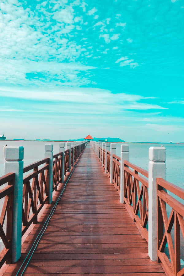 Wooden Bridge Pathway on Sea View Photograph Print 100% Australian Made