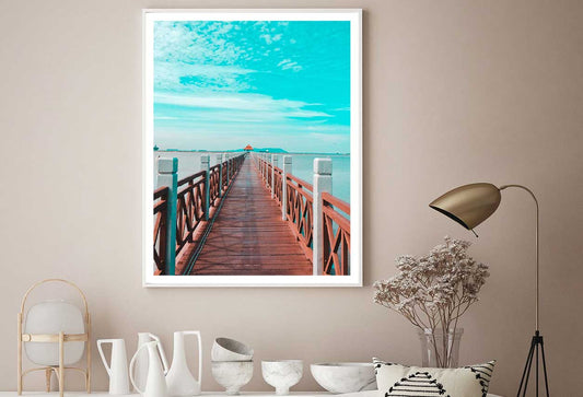 Wooden Bridge Pathway on Sea View Photograph Home Decor Premium Quality Poster Print Choose Your Sizes