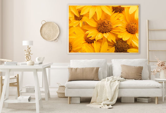 Yellow Flowers Closeup View Photograph Home Decor Premium Quality Poster Print Choose Your Sizes