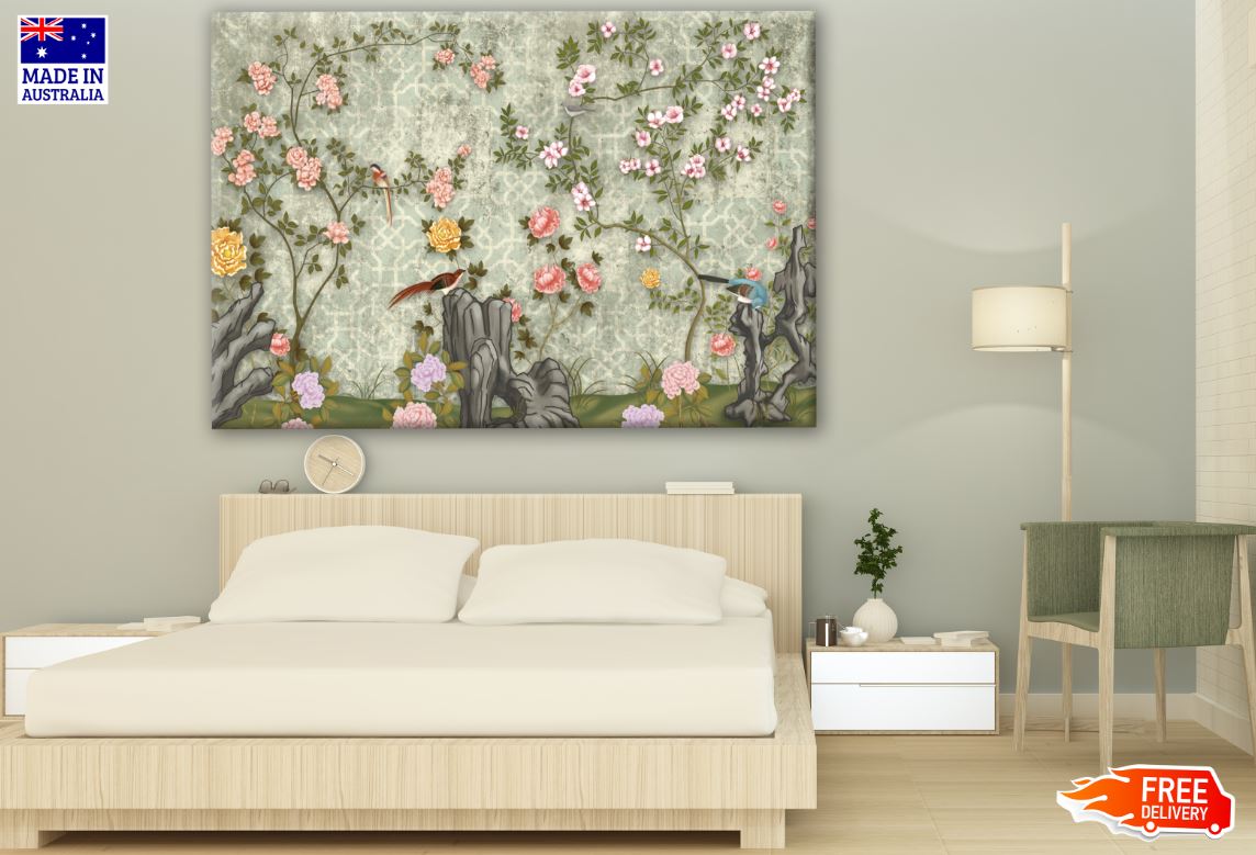 Floral & Birds Painting Print 100% Australian Made