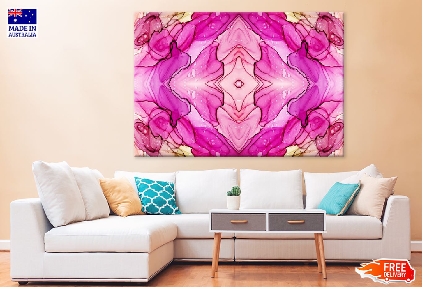 Pink Spanish Marble Abstract Design Print 100% Australian Made