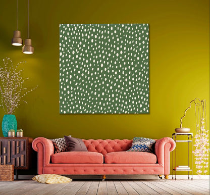 Square Canvas Polka Dot & Green Vector Art High Quality Print 100% Australian Made