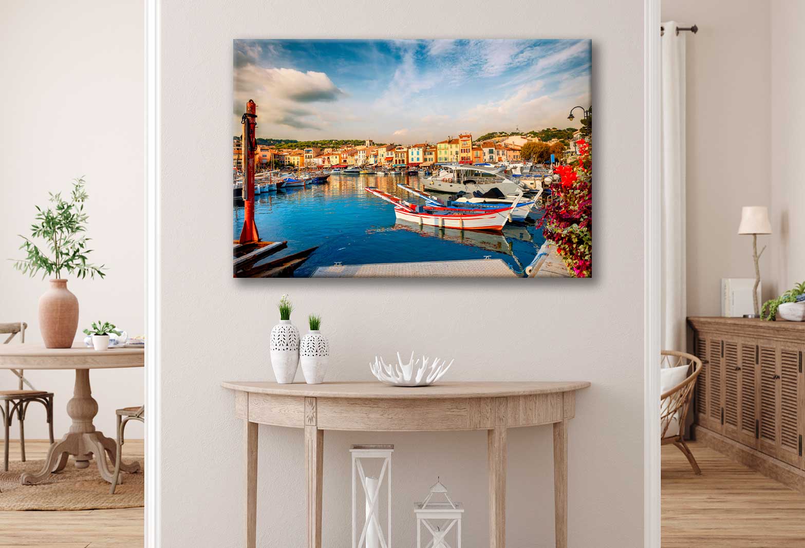 Bella Home View of Harbour In Cassis Resort town Print Canvas Ready to hang