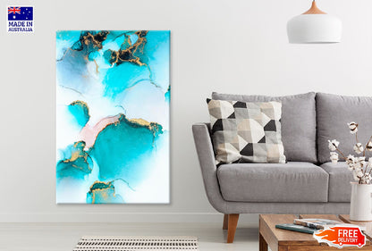 White Blue & Gold Abstract Design Print 100% Australian Made