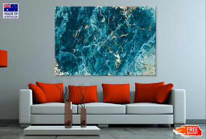 Blue & Gold Marble Abstract Design Print 100% Australian Made