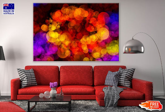 Abstract Red Yellow & Blue Bokeh Design Print 100% Australian Made