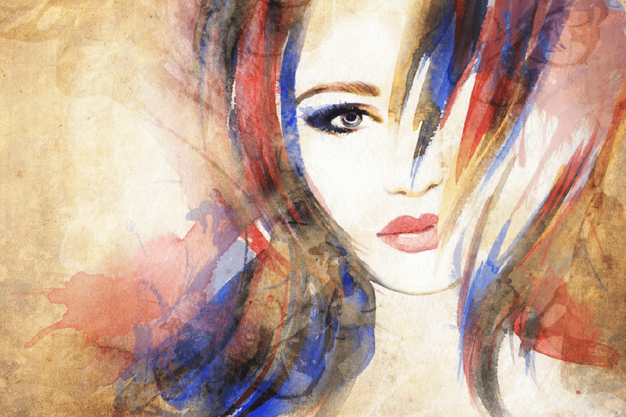 Woman Face with Colorful Hair Abstract Watercolor Painting Print 100% Australian Made