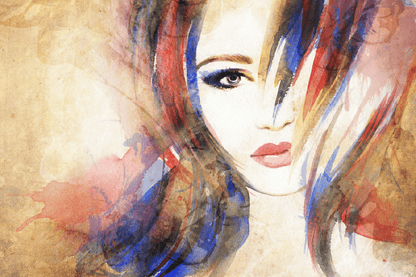 Woman Face with Colorful Hair Abstract Watercolor Painting Print 100% Australian Made