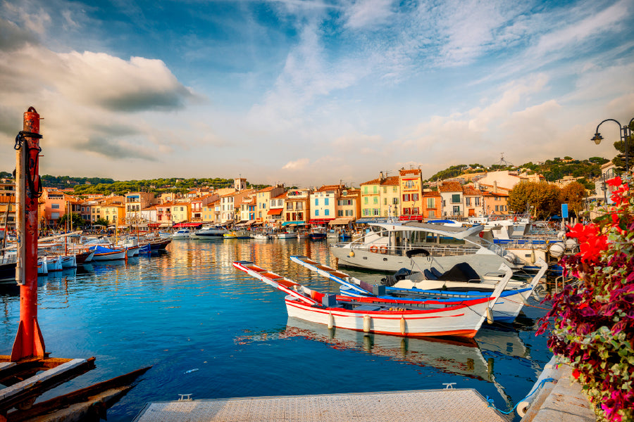 Bella Home View of Harbour In Cassis Resort town Print Canvas Ready to hang