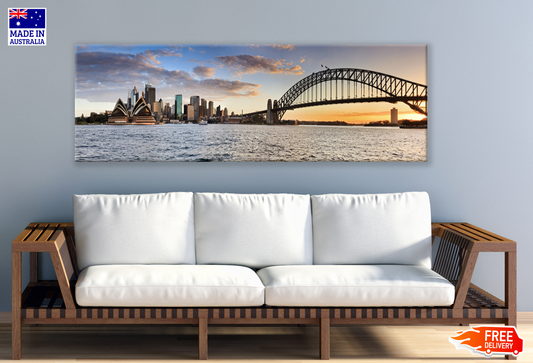 Panoramic Canvas Sydney Harbour Bridge & Opera House High Quality 100% Australian made wall Canvas Print ready to hang