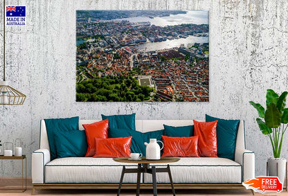 Bergen City Aerial View Photograph Norway Print 100% Australian Made