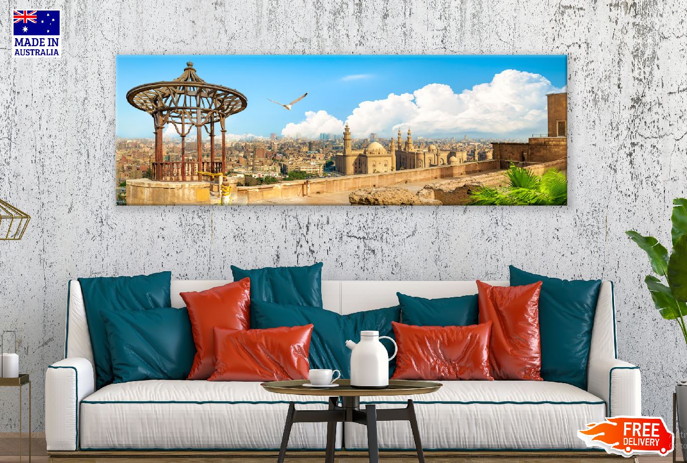 Panoramic Canvas Cairo Deck Mosque Photograph High Quality 100% Australian Made Wall Canvas Print Ready to Hang