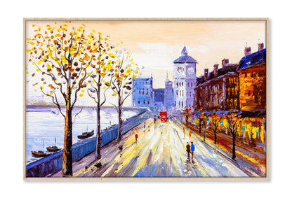 Sea Coast & City Street View Oil Painting Wall Art Limited Edition High Quality Print Canvas Box Framed Natural