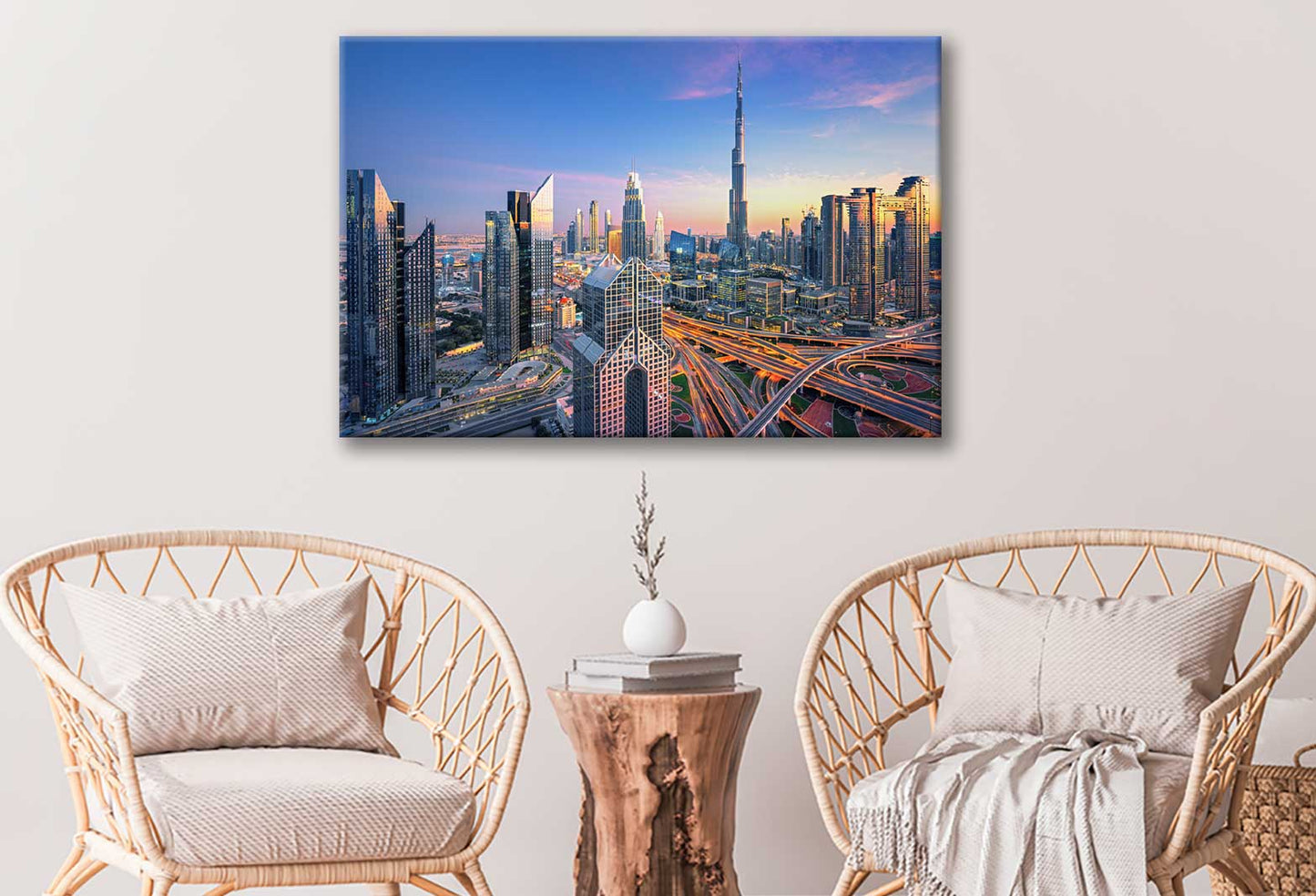 Bella Home Skyscrapers at Sunset View Dubai Print Canvas Ready to hang