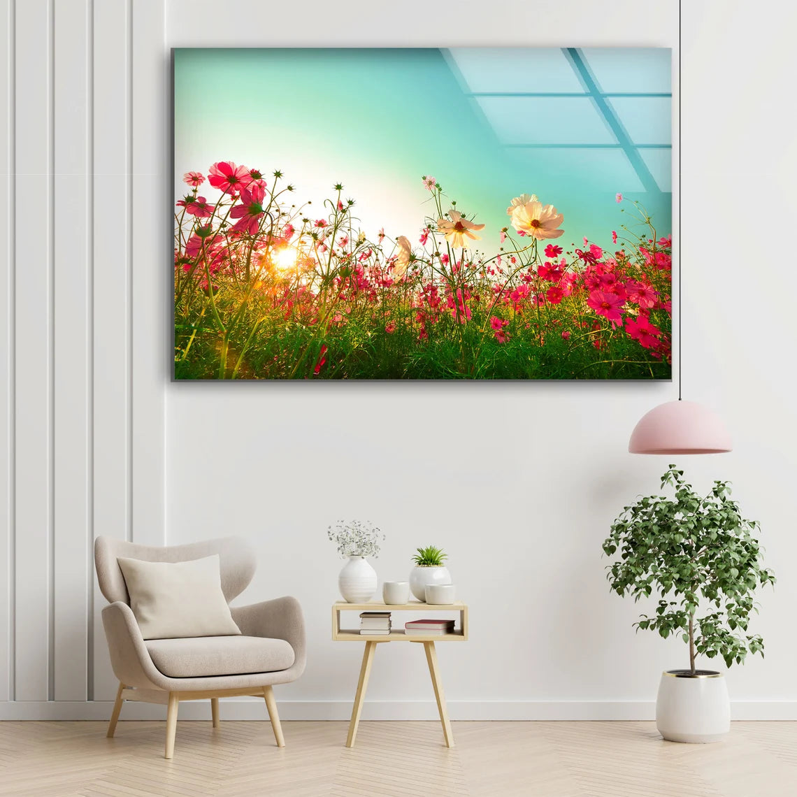 Flower Field Closeup Photograph Acrylic Glass Print Tempered Glass Wall Art 100% Made in Australia Ready to Hang