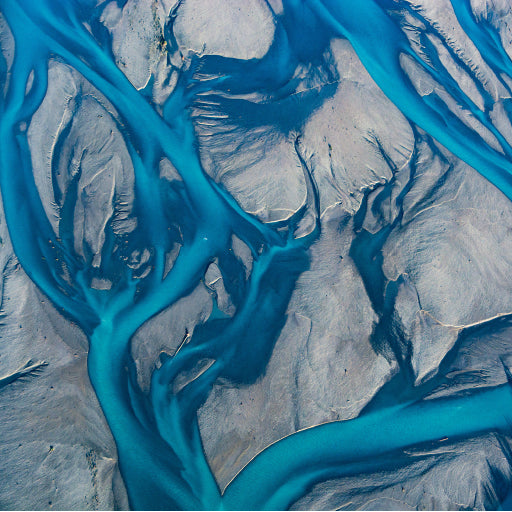 Square Canvas Blue Braided Rivers Abstract High Quality Print 100% Australian Made