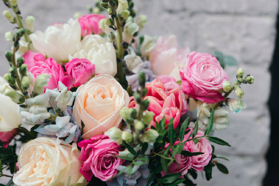 Beige & Pink Roses Bouquet View Photograph Print 100% Australian Made