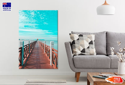 Wooden Bridge Pathway on Sea View Photograph Print 100% Australian Made