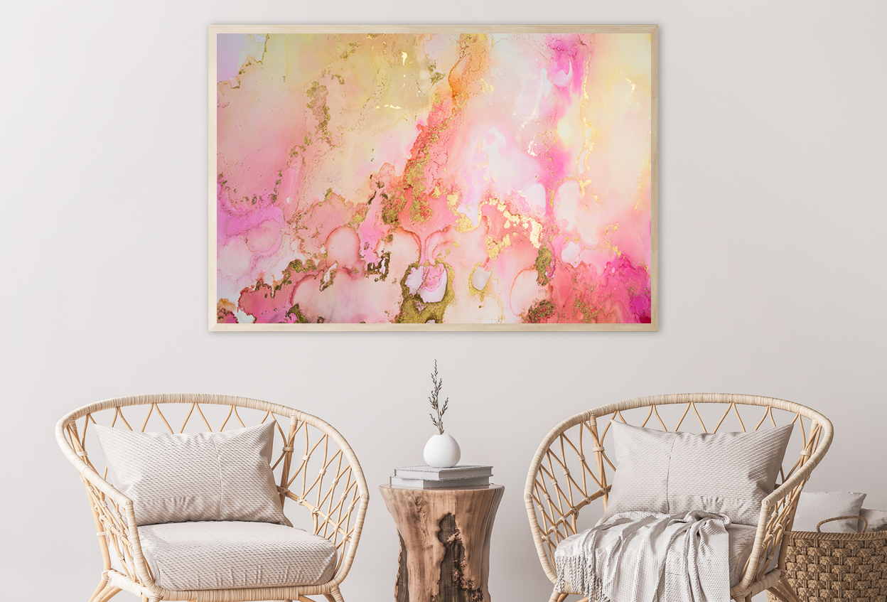 Pink Yellow & Gold Abstract Design Home Decor Premium Quality Poster Print Choose Your Sizes