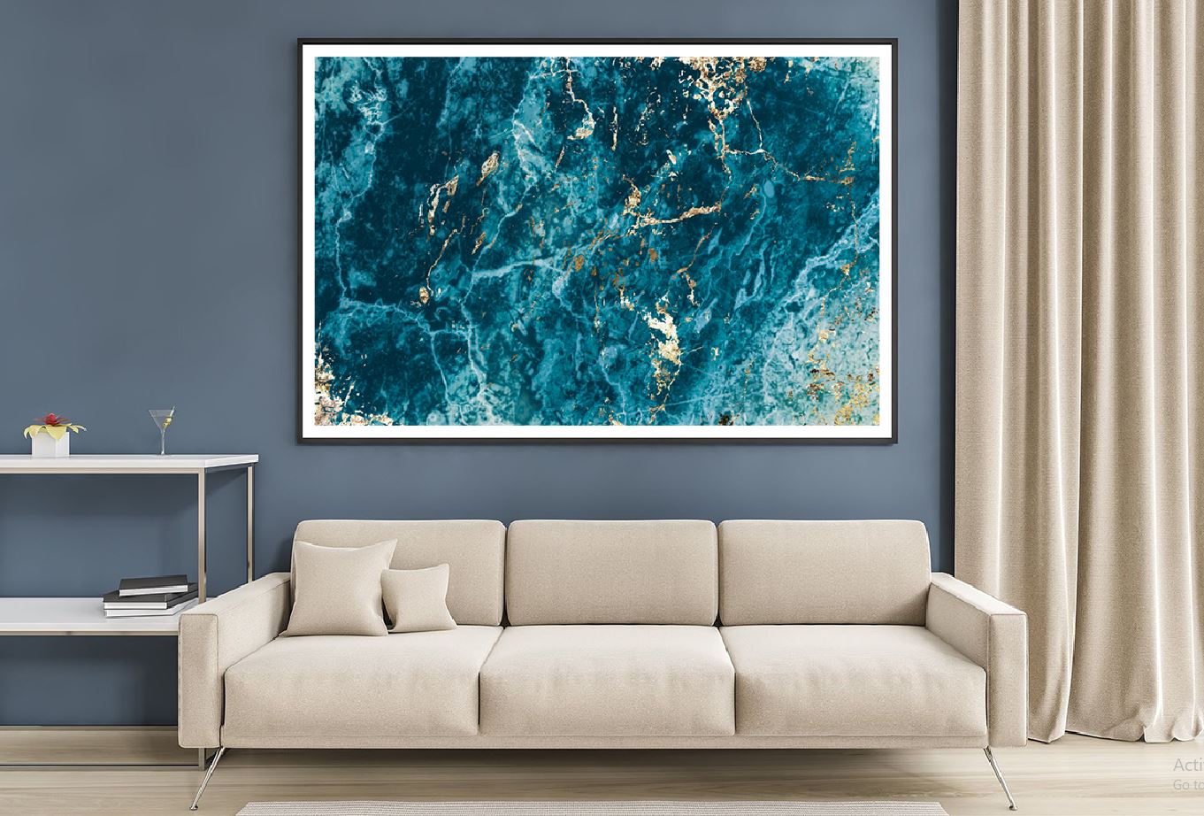 Blue & Gold Marble Abstract Design Home Decor Premium Quality Poster Print Choose Your Sizes