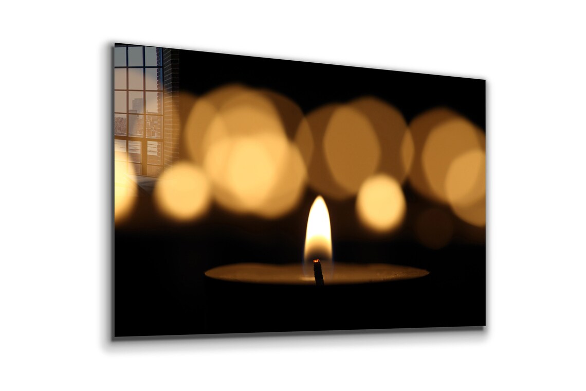 Candles on Dark View Print Tempered Glass Wall Art 100% Made in Australia Ready to Hang