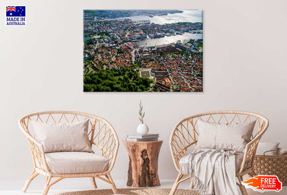 Bergen City Aerial View Photograph Norway Print 100% Australian Made