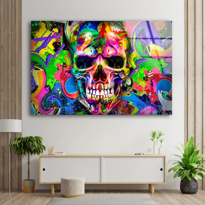 Abstract Skull Design Acrylic Glass Print Tempered Glass Wall Art 100% Made in Australia Ready to Hang