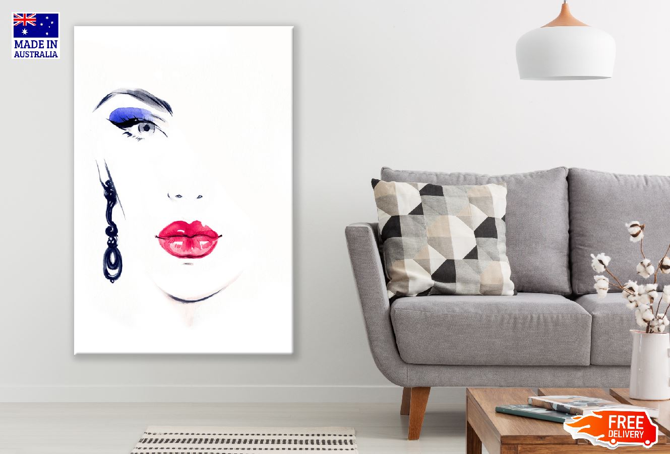 Closeup Woman Face Illustration Print 100% Australian Made