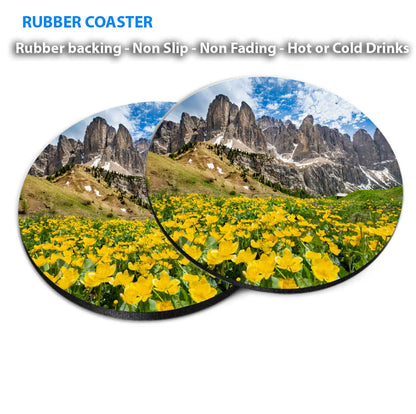 Alpine Mountain Peak in Italy Alps Coasters Wood & Rubber - Set of 6 Coasters