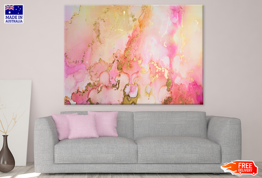 Pink Yellow & Gold Abstract Design Print 100% Australian Made