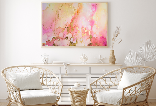 Pink Yellow & Gold Abstract Design Home Decor Premium Quality Poster Print Choose Your Sizes