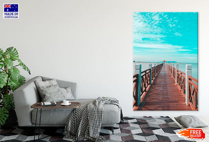 Wooden Bridge Pathway on Sea View Photograph Print 100% Australian Made