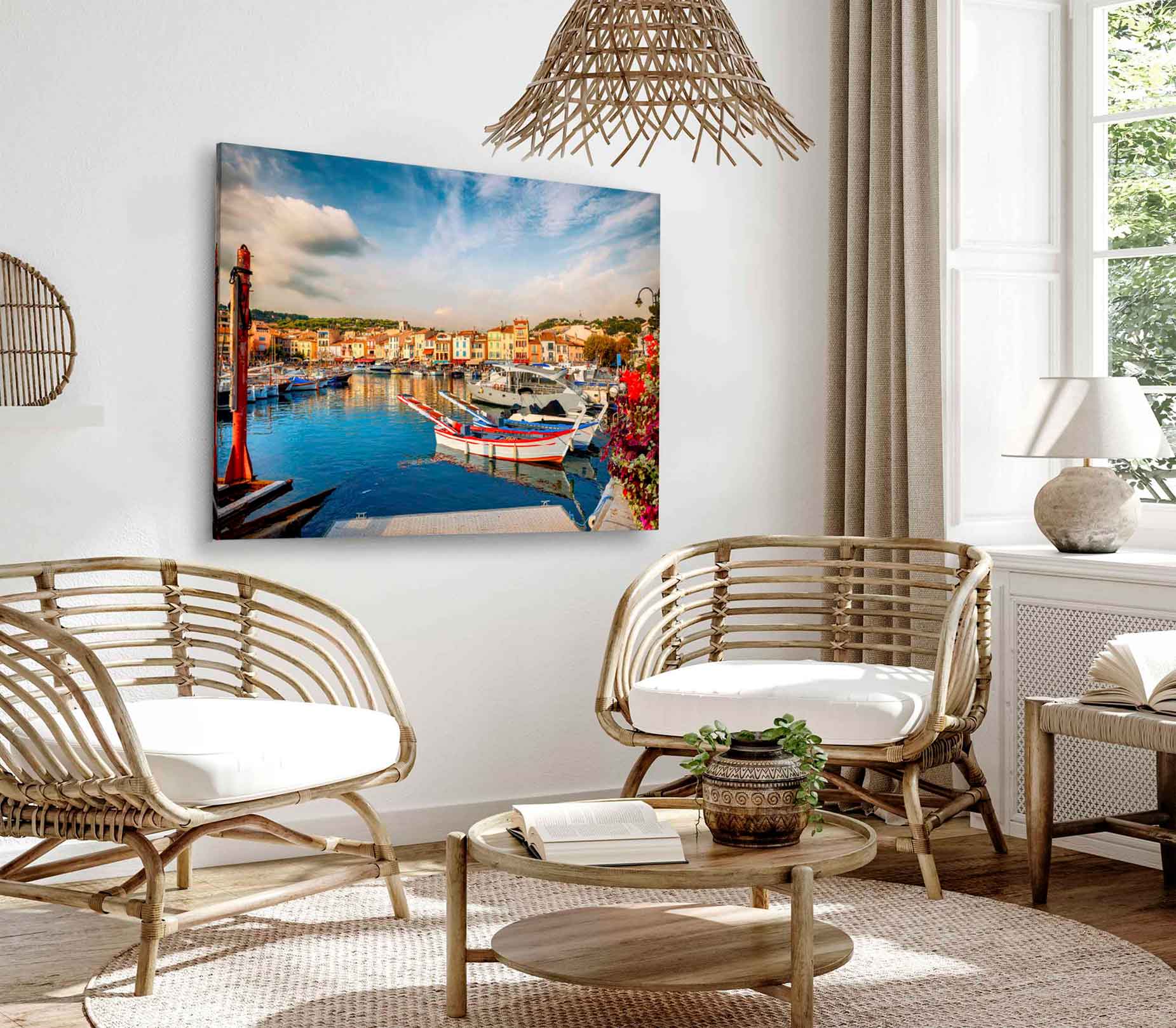 Bella Home View of Harbour In Cassis Resort town Print Canvas Ready to hang