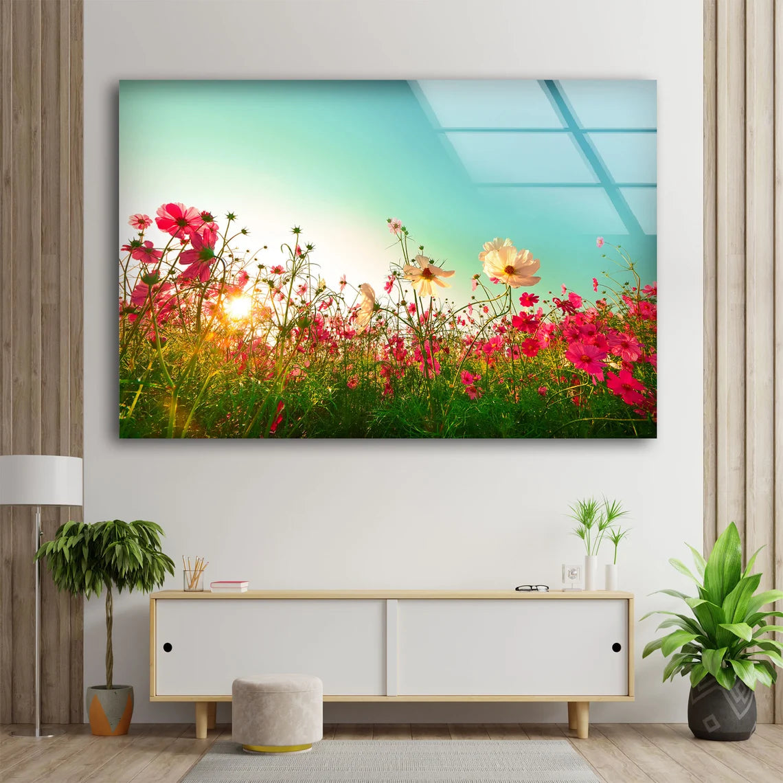 Flower Field Closeup Photograph Acrylic Glass Print Tempered Glass Wall Art 100% Made in Australia Ready to Hang
