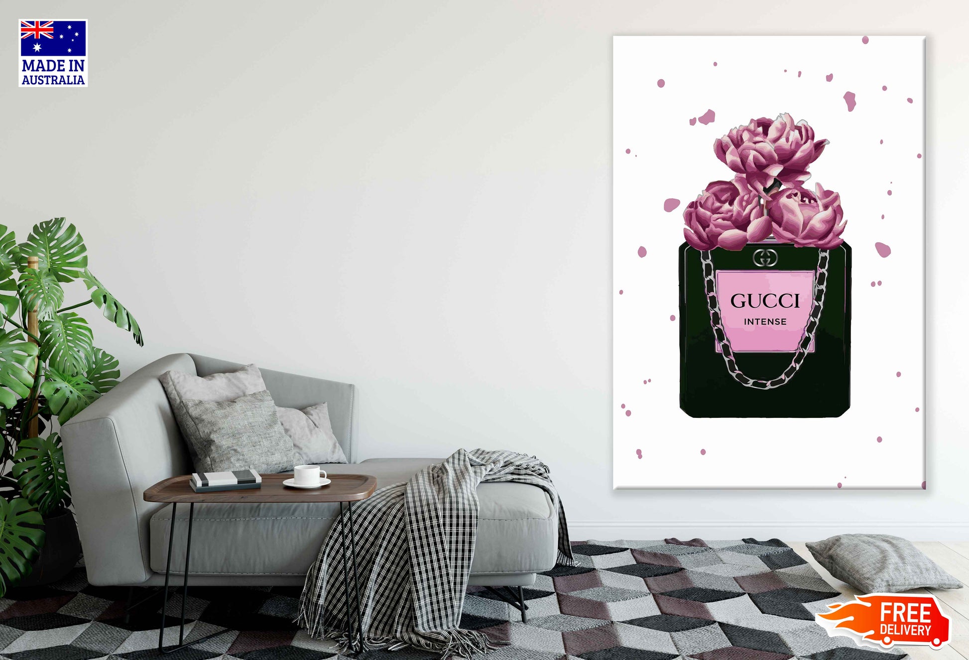 Black & Pink Perfume Watercolor Painting Print 100% Australian Made