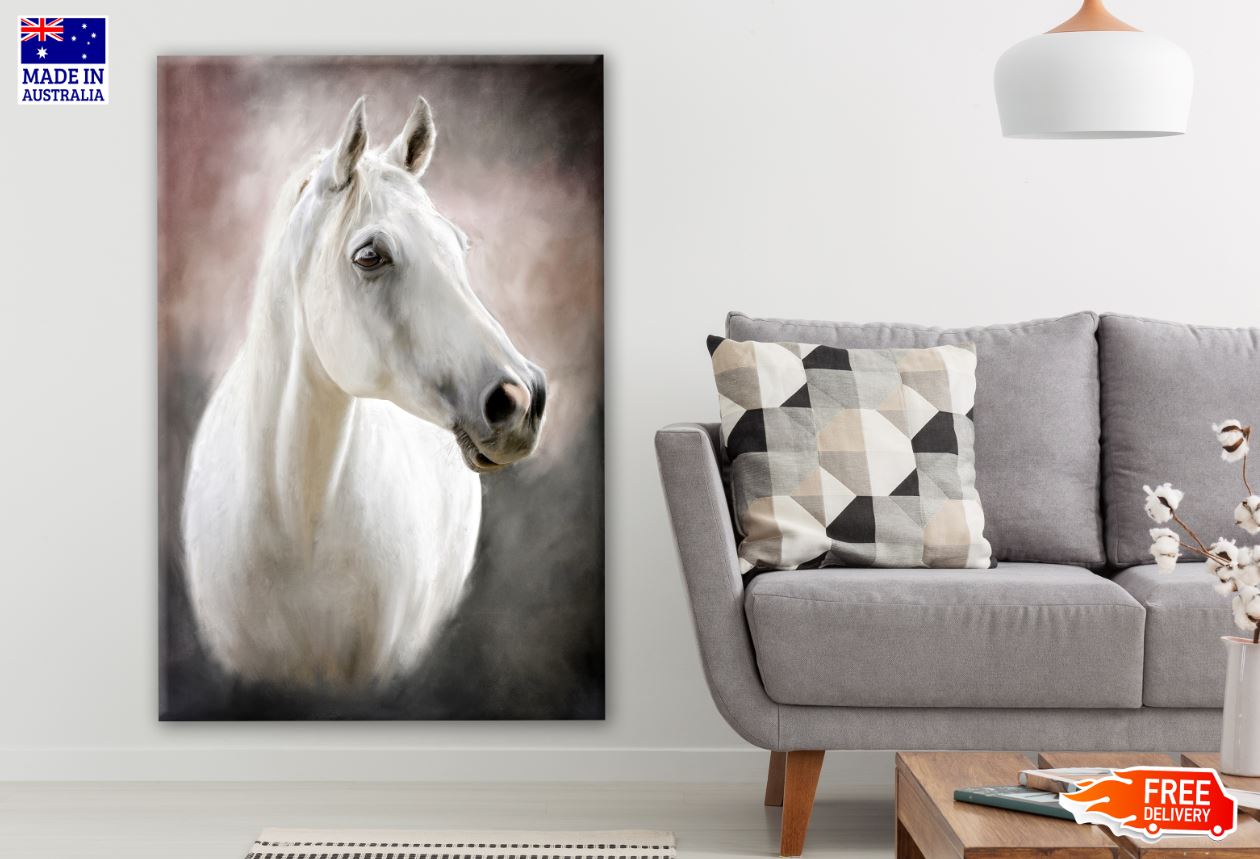 White Horse Watercolor Painting Photograph Print 100% Australian Made