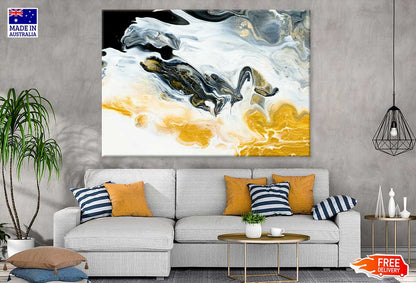 Yellow Black & White Abstract Design Print 100% Australian Made