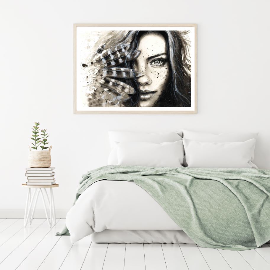 Woman Face Closeup Fashion B&W Painting Home Decor Premium Quality Poster Print Choose Your Sizes