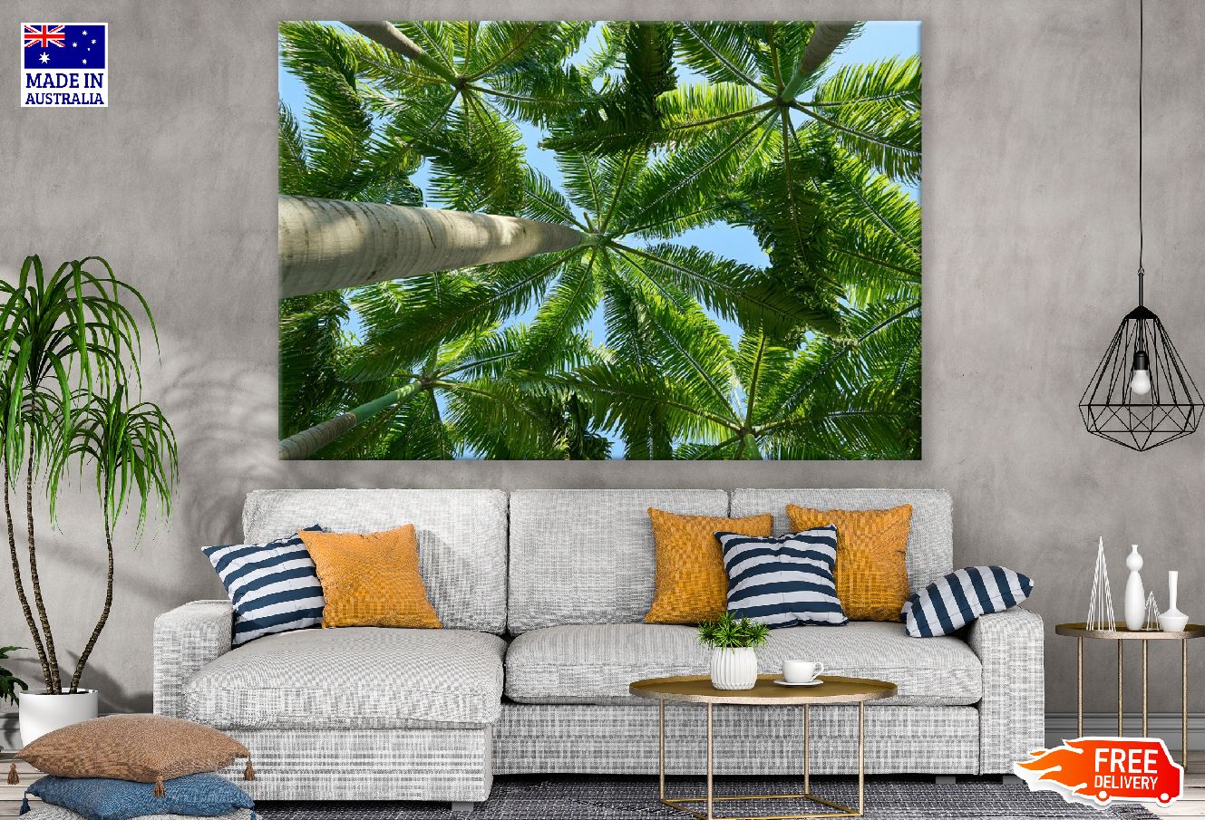 Palm Trees Bottom View Photograph Print 100% Australian Made