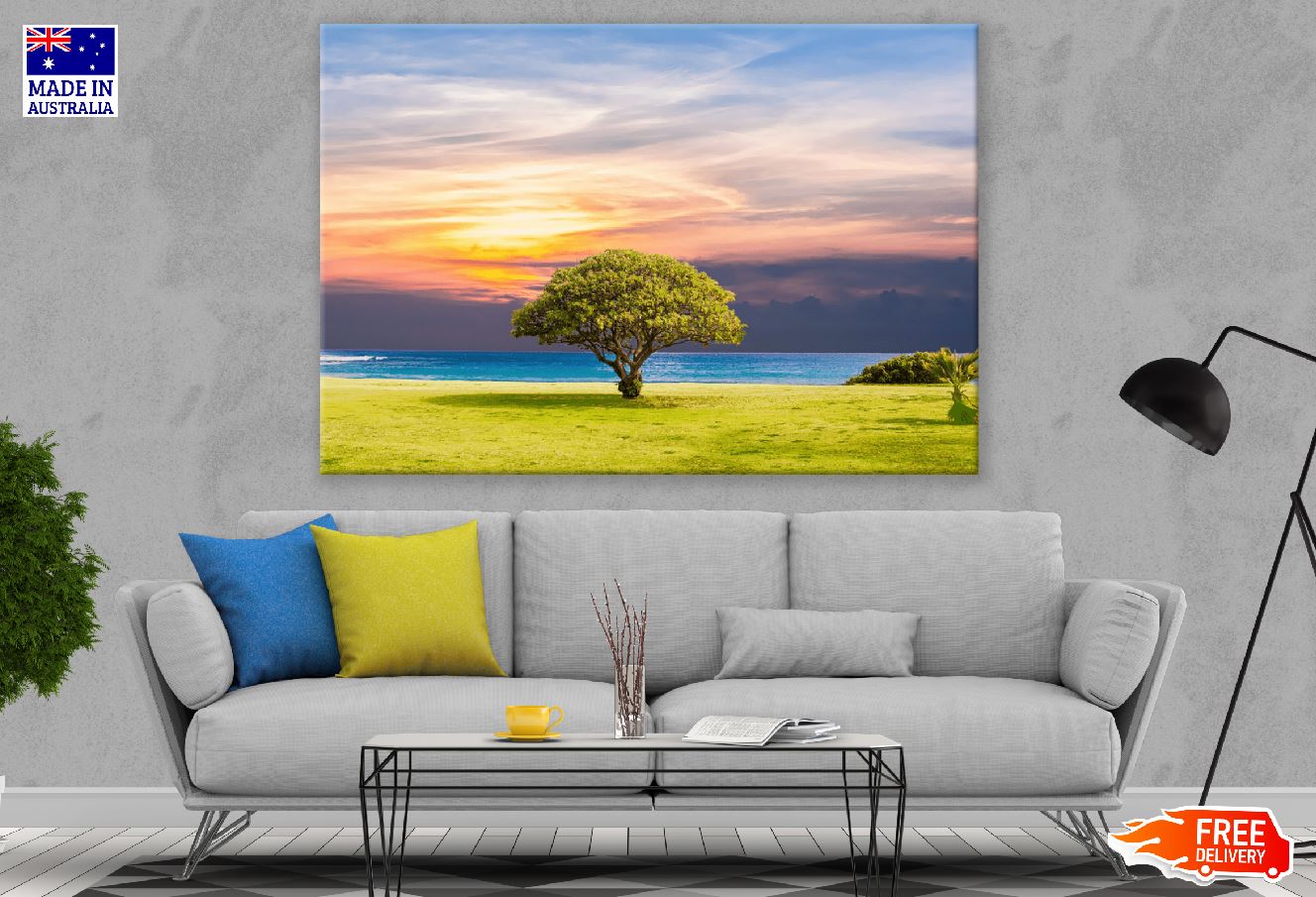 Green Tree Near the Beach Sunset Photograph Print 100% Australian Made