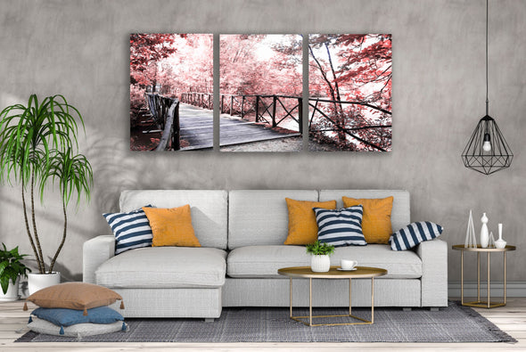 3 Set of Bridge in Forest Photograph High Quality Print 100% Australian Made Wall Canvas Ready to Hang