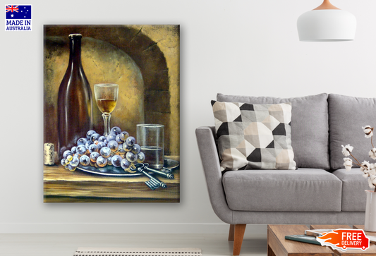 Wine Grapes & Key Painting Print 100% Australian Made