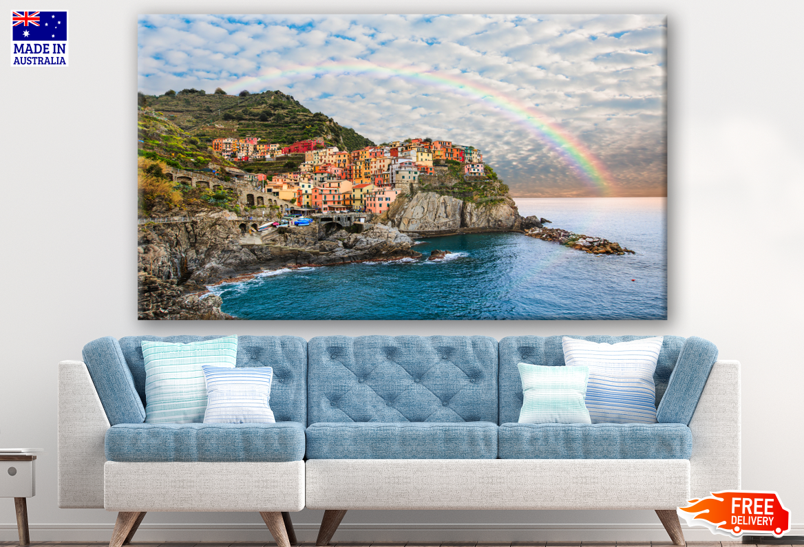 Cinque Terre National Parkin Italy & Rainbow Photograph Print 100% Australian Made