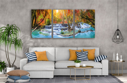 3 Set of Waterfall Scenery Photograph High Quality Print 100% Australian Made Wall Canvas Ready to Hang