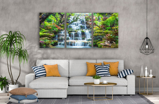 3 Set of Waterfall Scenery Photograph High Quality Print 100% Australian Made Wall Canvas Ready to Hang