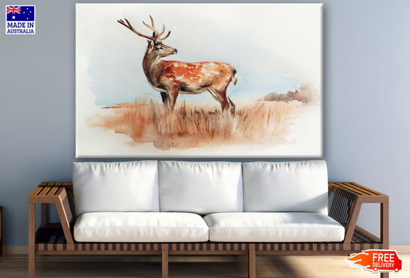 Deer Looking Back Painting Print 100% Australian Made