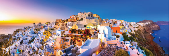 Panoramic Canvas Greece Building Landscape High Quality 100% Australian made wall Canvas Print ready to hang