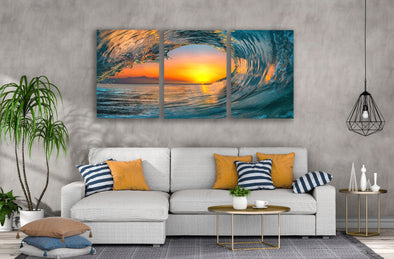 3 Set of Sea Wave & Sun Photograph High Quality Print 100% Australian Made Wall Canvas Ready to Hang