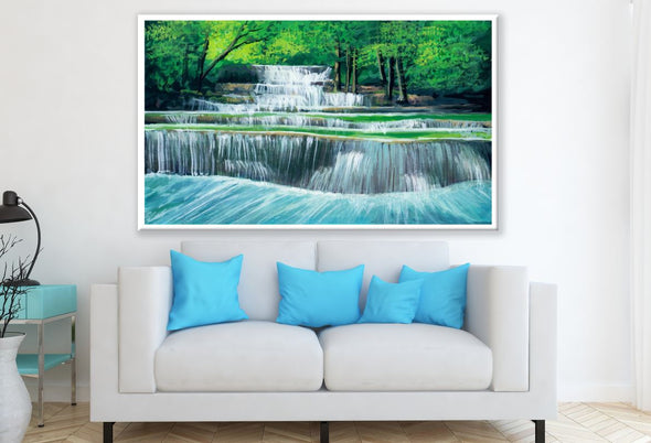Waterfall Forest Oil Painting Print 100% Australian Made