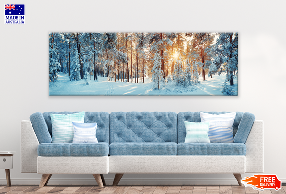 Panoramic Canvas Snow Forest High Quality 100% Australian made wall Canvas Print ready to hang